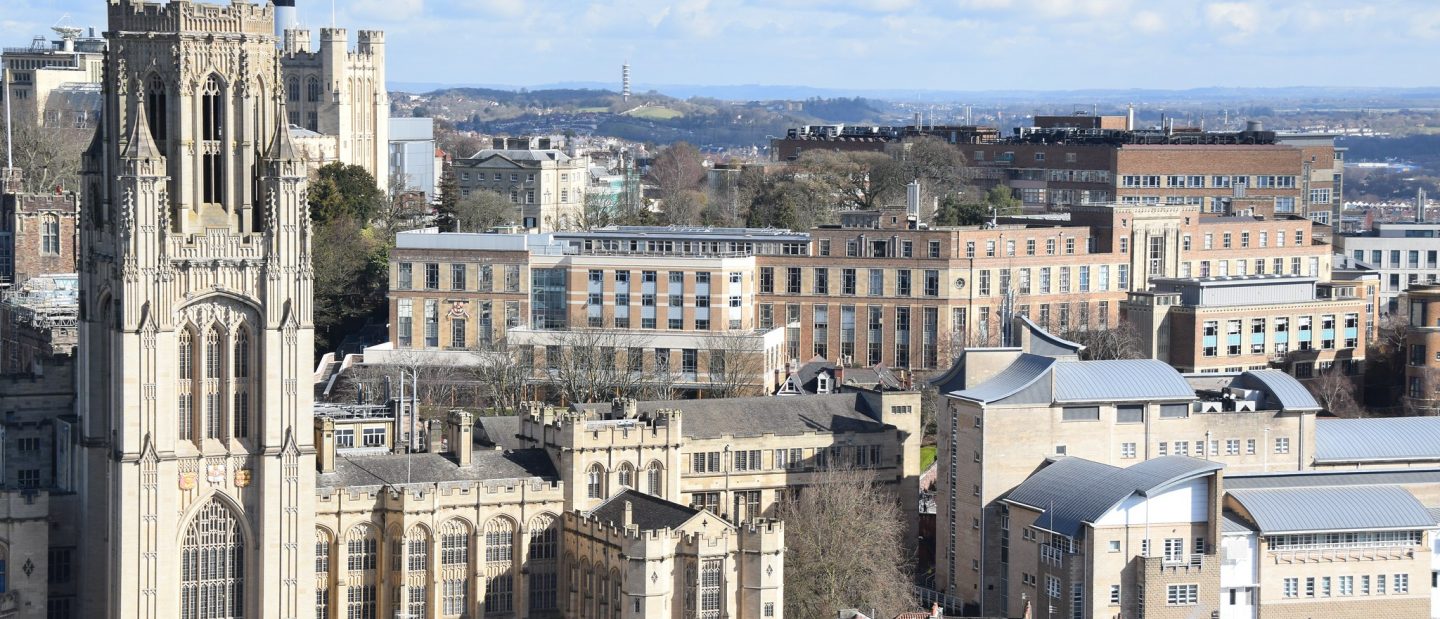 View of Bristol city showing the University of Bristol