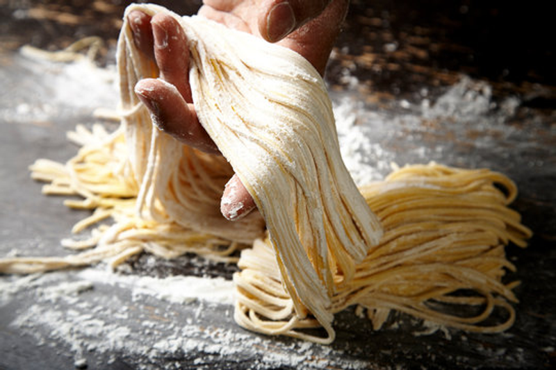 Noodles in a hand