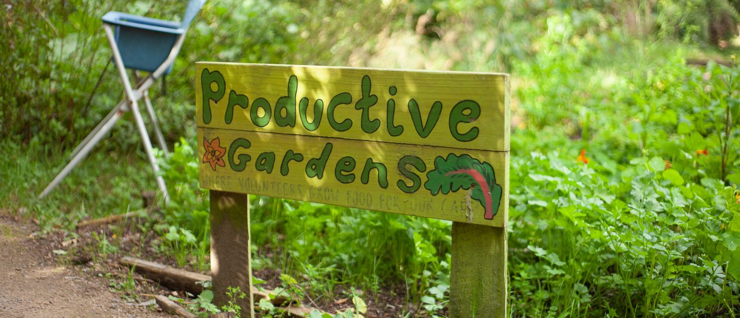 'Productive Gardens' sign (Photo credit: Yasmin Centeno)