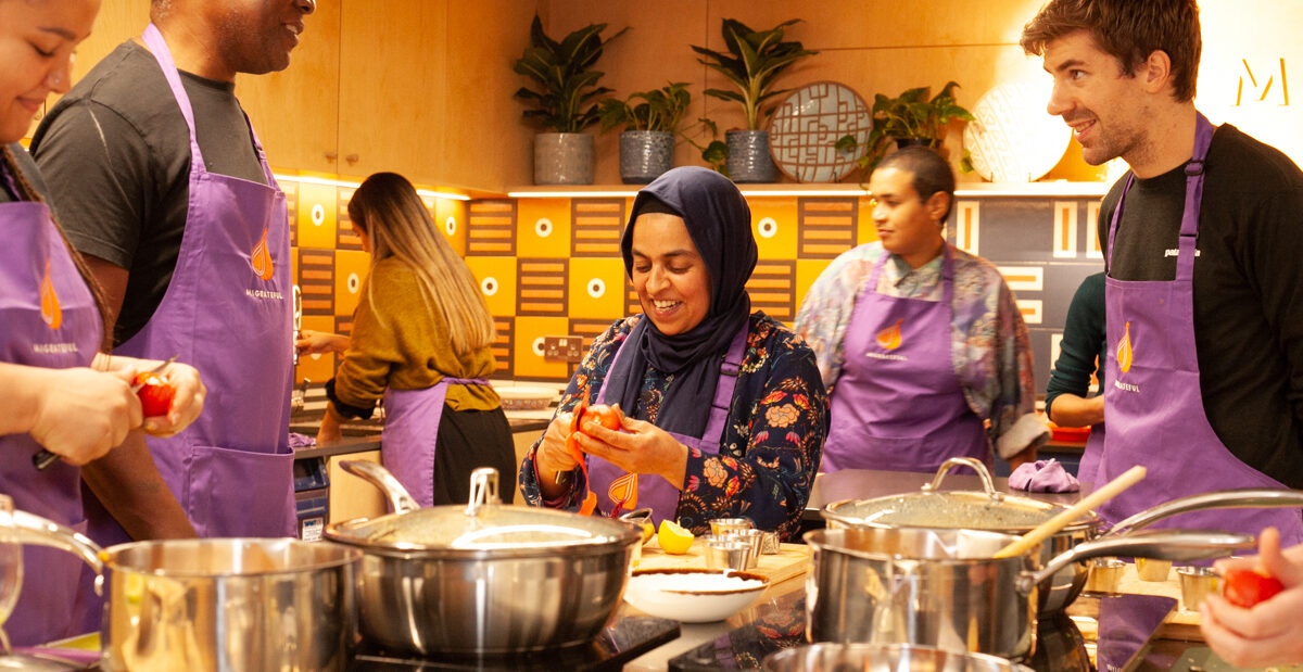 A Moroccan cookery class in the London Migrateful cookery school
