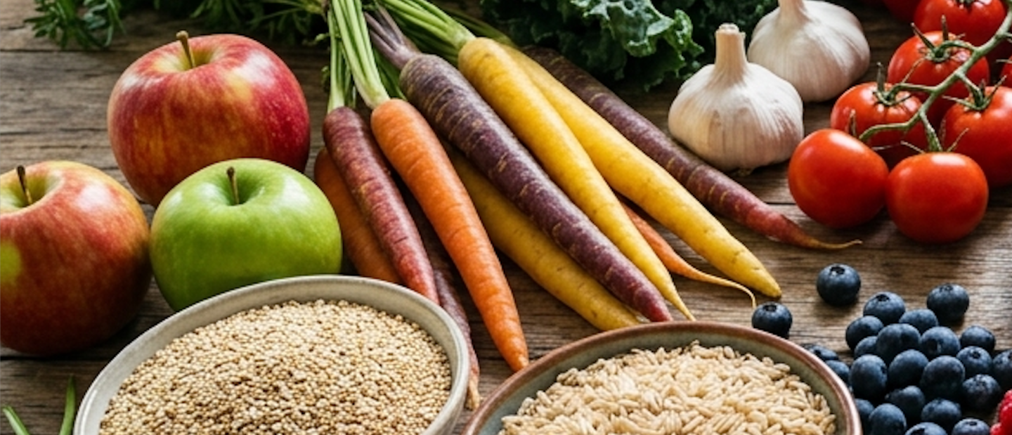Fruits, veg and grains