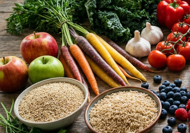 Fruits, veg and grains